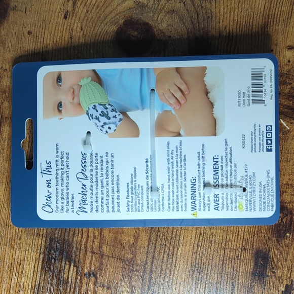 New Itzy Mitzies Teething Mitt- Dinosaur Green - Picture 5 of 5
